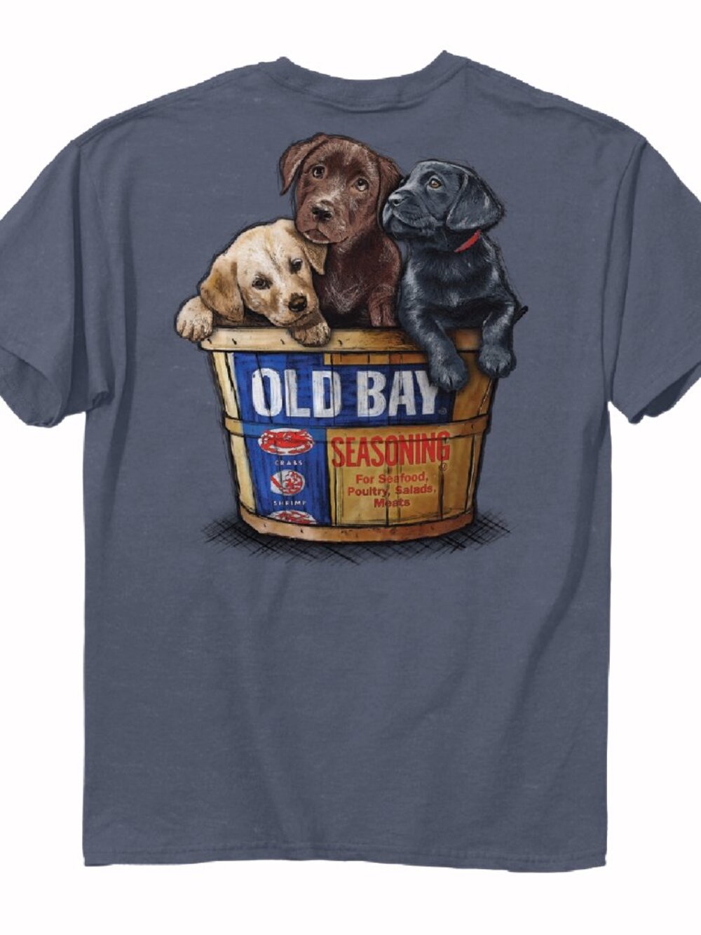 Old Bay Three Puppies in a Bushel Short Sleeve T-Shirt - NEW Fast Ship